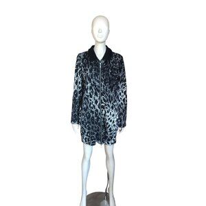 Chico's Black and White Patterned Zip Up Cardigan